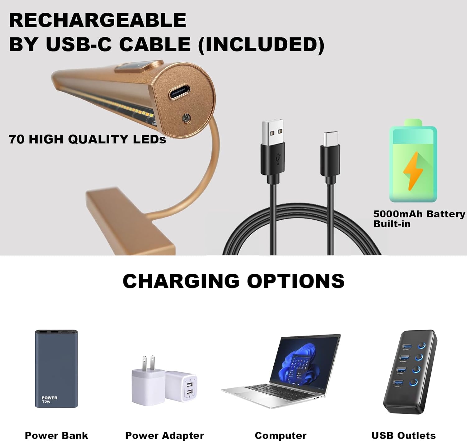 Dimmable Cordless Picture Light with Controller and Timer, Rechargeable 5000mAh Battery Wall Sconce for Wall Pictures, Gallery Artwork, Paintings, Portraits, Dartboards (Gold) - Image 10
