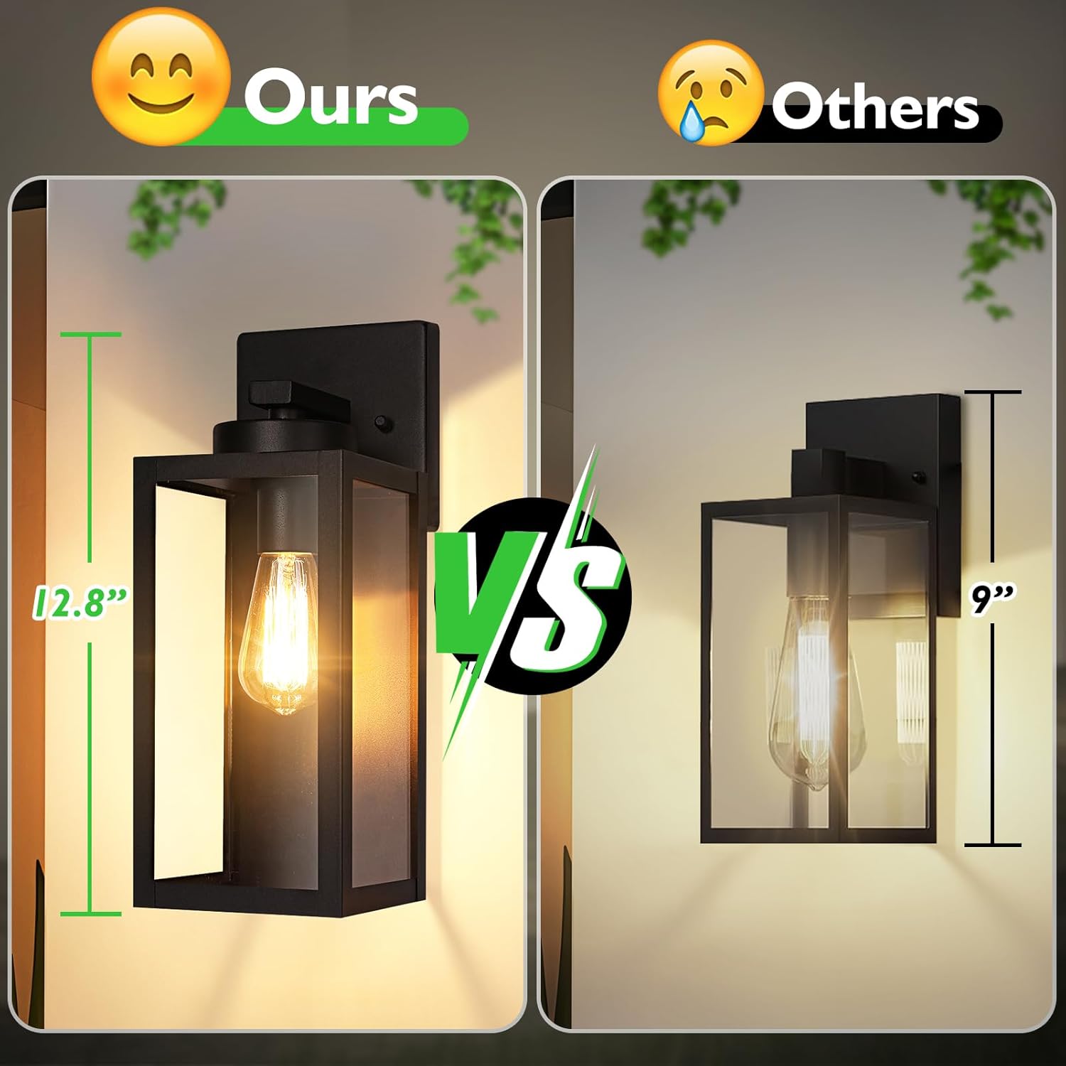 Outdoor Wall Light Fixtures, Modern Black Exterior Wall Lanterns | Waterproof Metal Construction, Rust-resistant, Quick & Easy Installation, Clear Glass Shades & Standard E26 Socket - Image 2