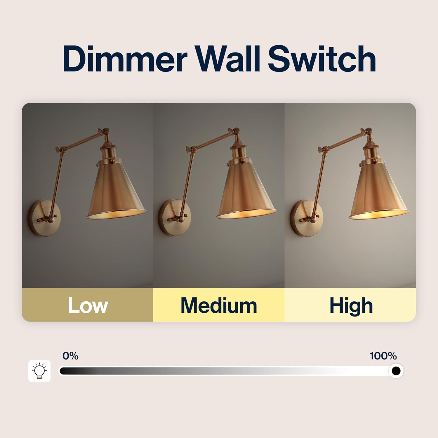 JONATHAN Y Rover 1-Light Wall Sconce 7", Brass Gold | Adjustable Arm, Hardwired Bedside Reading Swing Arm, Farmhouse Cone Shade, Metal Hardwired Indoor Fixture, LED Bulbs Included - Image 5